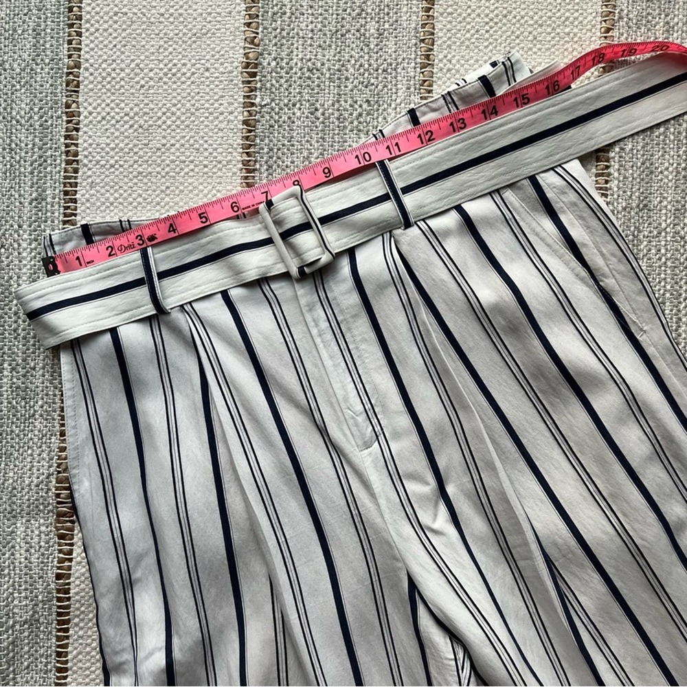 Vince Dobby Blue White Striped Wide Leg High Rise Belted Pants Women’s Medium - Picture 7 of 11